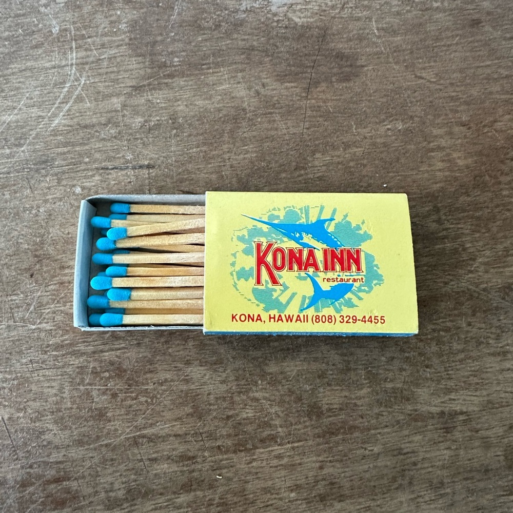 SOLD | Vintage Matchbox Kona Inn Wind & Sea Restaurants Hawaii Matches